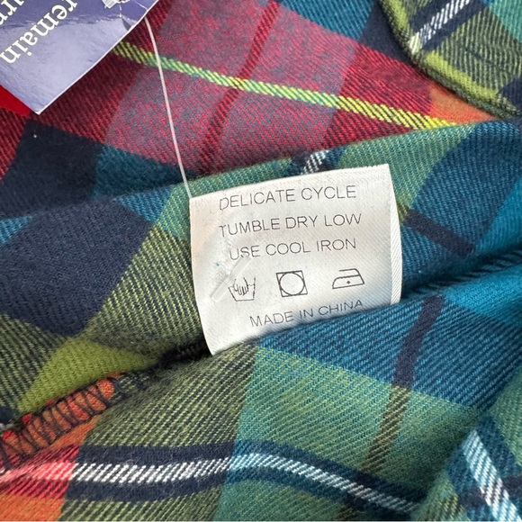 NWT Kiel James Patrick Size L Flannel Tartan Plaid Dress Tie Waist Pockets - Picture 12 of 15